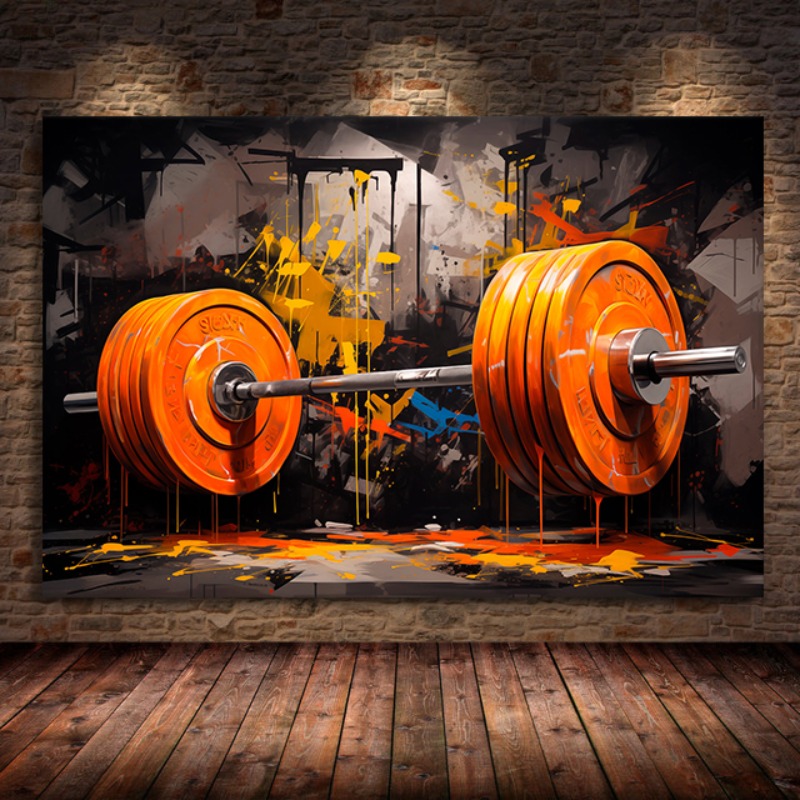 Graffiti Barbell Canvas Painti - Sports Equipment Poster ulasan dan harga