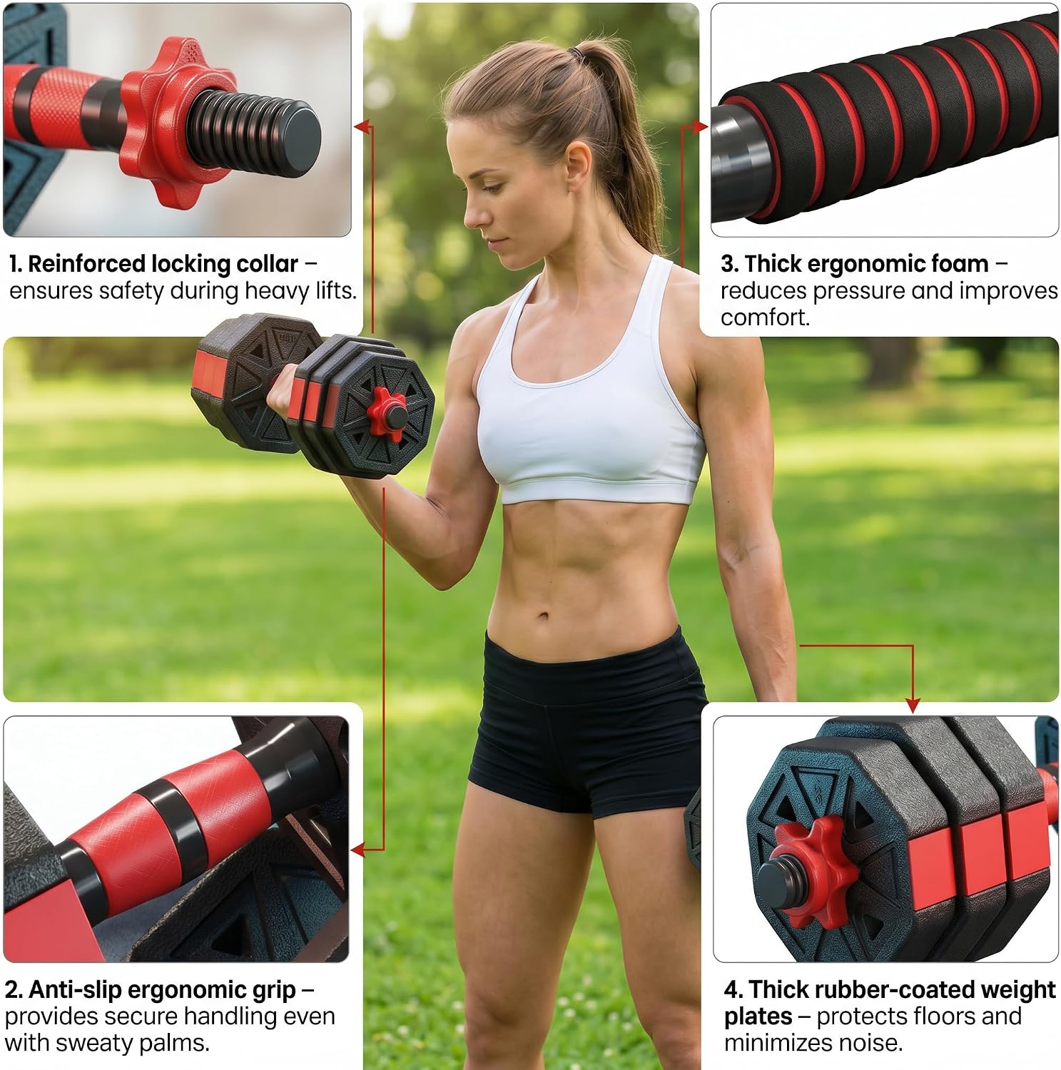 6-in-1 Adjustable Dumbbell & B - Dumbbell Set ulasan dan harga
